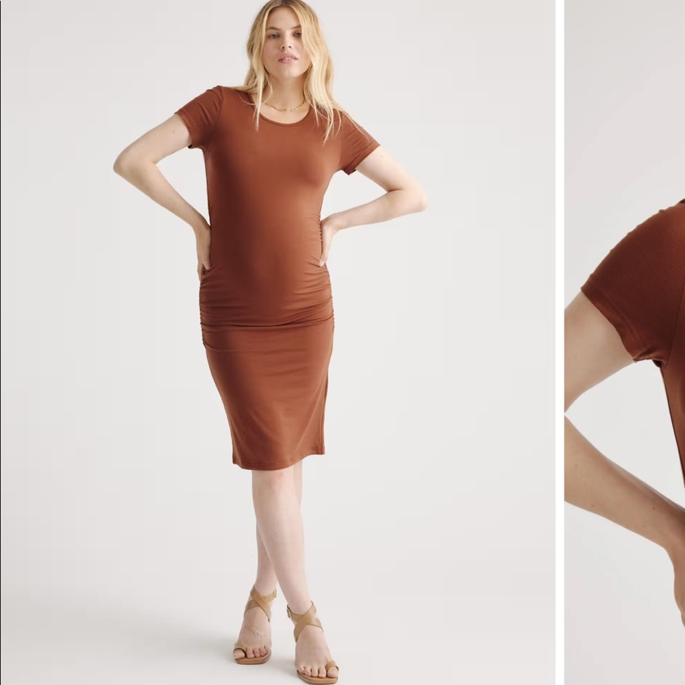 NWT Quince Maternity Tencel Jersey Dress - Brown